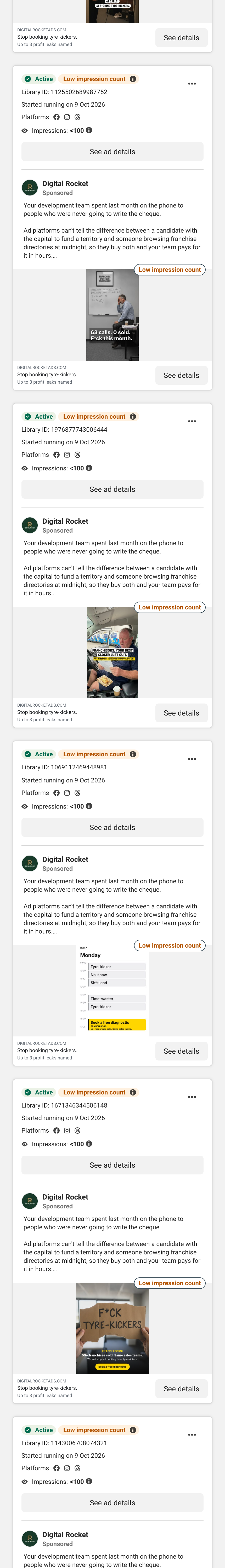 Digital Rocket Meta ads, further variants