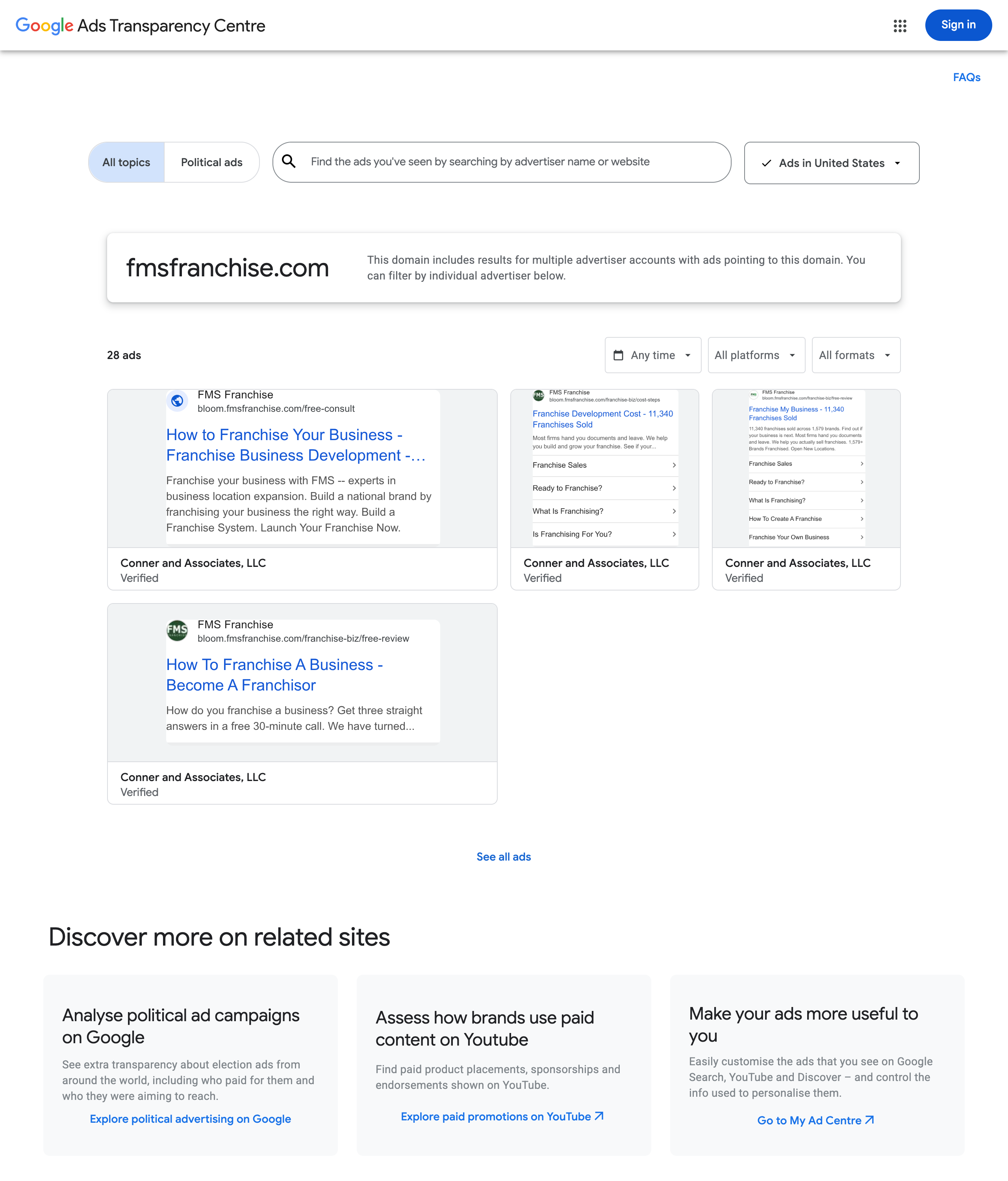 FMS Franchise Google ads